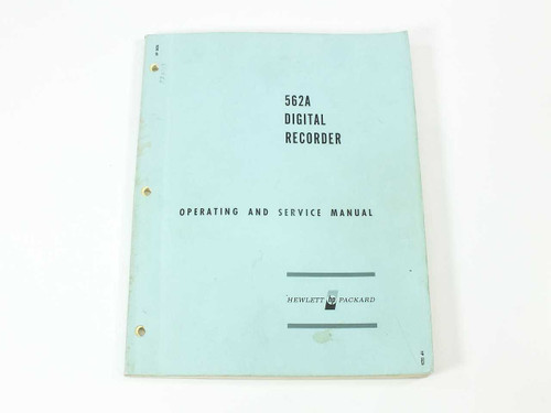 HP 562A Digital Recorder Operating and Service Manual — front cover showing Hewlett-Packard logo and light blue cover