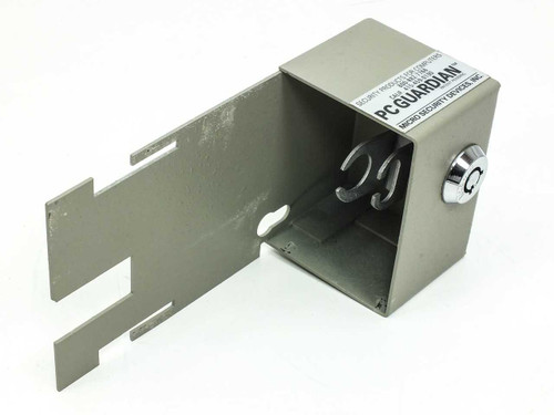 PC Guardian Model 203 steel security lock housing with chrome keyed cylinder, shown open at an angle