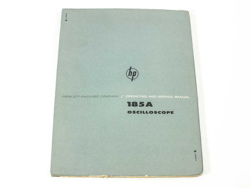 HP 185A Oscilloscope Operating and Service Manual 01103-2 – front cover showing Hewlett-Packard branding, light gray with age wear at corners