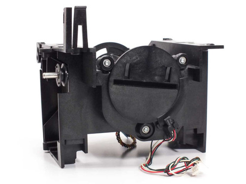 Zebra 210165-002 ribbon transport assembly – left-side view showing motor, gears, and wiring harness