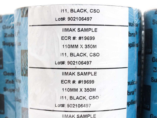 Zebra I11 CSO 110mmx350m Black Thermal Transfer Printer Ribbon -Case of 12 Units