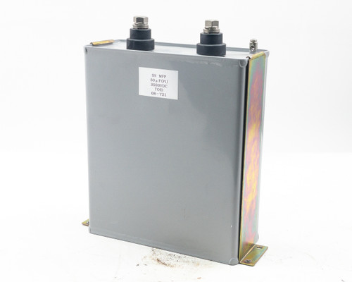 TOEI 08-Y21 SH MFP 3500VDC 50uF high voltage capacitor – front view with label and mounting foot visible