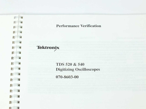 Tektronix TDS 520/540 Digitizing Oscilloscopes Performance Verification