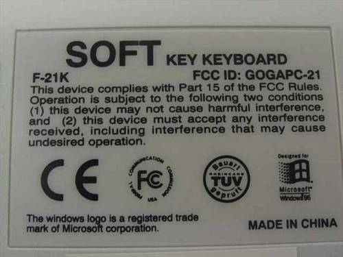 Microsoft F-21K Soft Key Keyboard with PS/2 Cable