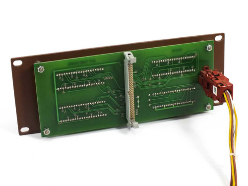 Drytek 2800042 display board rear PCB view showing card-edge connector, circuit traces, and red keyed ribbon connector with harness wires