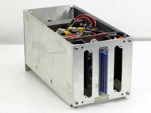 ESI 83561 power supply module — rear view showing multi-pin card edge connector and two slot openings in aluminum chassis