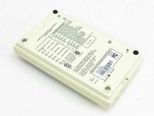 US Robotics Sportster 56K Faxmodem — bottom view showing DIP switch settings label and FCC regulatory information