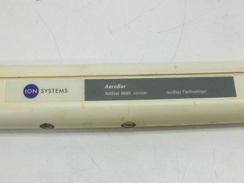 Ion Systems AeroBar NilStat 5685 IsoStat ionizer – close-up of label showing brand, model, and IsoStat Technology designation