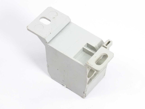 Auxel 38049 power distribution block — rear and side view showing DIN rail mounting clip and housing detail