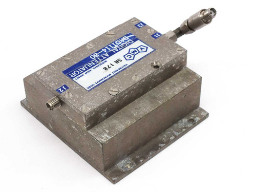 Vectronics Microwave VMC DAD1114-80 Digital Attenuator – rear-right view showing opposite side of enclosure and SMA connector on top