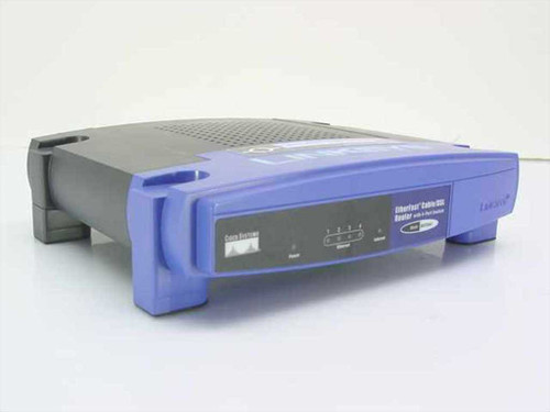 Linksys BEFSR41 V3 EtherFast Cable/DSL Router – front and top angled view showing Linksys branding and status LEDs