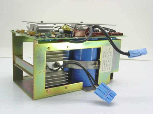 IBM System/36 Model 5360 Power Filter Assembly ASM 2777304 – front-right three-quarter view showing blue capacitor, heatsink fins, and blue connector harness