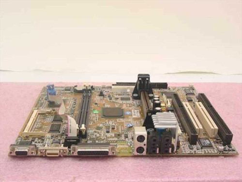 Compaq 381338-001 Slot 1 system board top view showing PCI and ISA expansion slots, I/O ports, and CPU slot