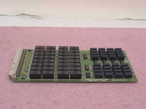 Maxsys Technologies 0465-3700-3-001 relay board PCB — top-side view showing multiple rows of black relay components and edge connector