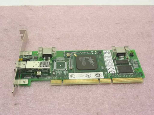 QLogic QLA2310FL SANblade HBA – top-down view showing full PCB layout, QLogic main controller chip, and PCI-X edge connector