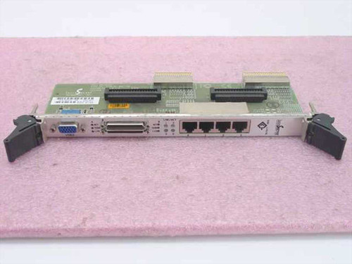 IntraServer ITI-8241C-RS 6U cPCI Rear I/O Module front view showing VGA port, Ultra2 SCSI connector, and four RJ-45 Fast Ethernet ports on the faceplate bracket