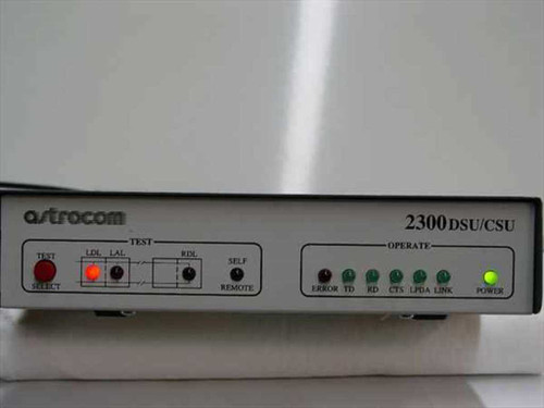 Astrocom 2300/3 DSU/CSU SA — front panel close-up showing TEST and OPERATE LED indicators and model label