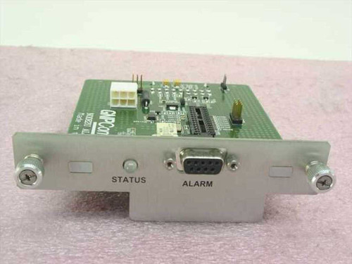 GNP Computers NODE2U Alarm Card 1-503012 — front panel view showing STATUS indicator and DB9 ALARM port