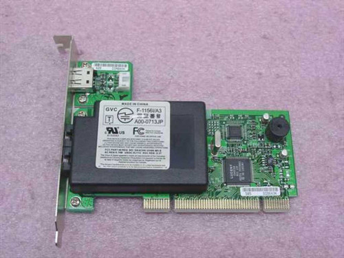 GVC F-1156I/A3 modem card top view showing GVC label, A00-0713JP part number, FCC markings, and PCI edge connector