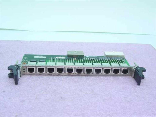 Performance Technologies 120P139610 8-Port Ethernet Module – front view showing eight RJ45 ports and green PCB with card-edge connector