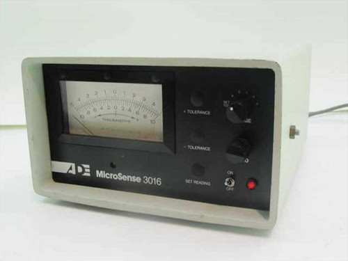 ADE MicroSense 3016 Tolerance Measurement Unit — front panel view showing analog thousandths gauge, + Tolerance, - Tolerance controls, Set Reading switch, Range knob, and power indicator