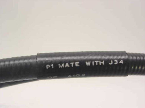 McAir RF cable label close-up: P1 Mate With J34 printed on cable jacket near connector