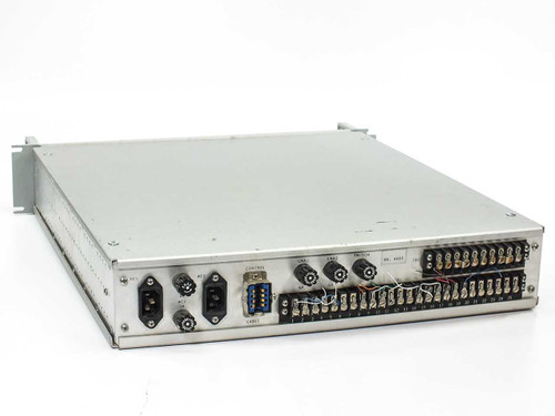 Locus RDS-1089 rear panel showing dual IEC AC inlets, DB9 control cable port, circular LNA connectors, and 25-position terminal strip