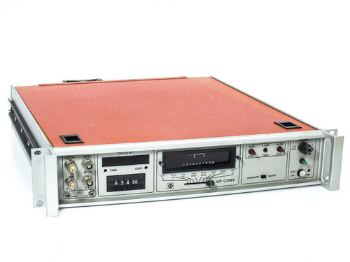 STS Statcom EROS-800-SEU-1 satellite upconverter front panel showing frequency display reading 6345.0 and UP CONV label