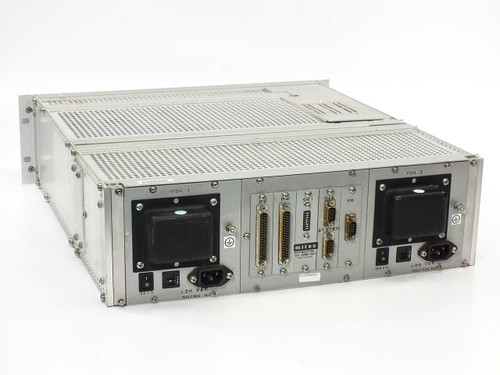 Mitec MC3719A rear view showing dual PSU modules, D-sub connectors, and IEC power inlets