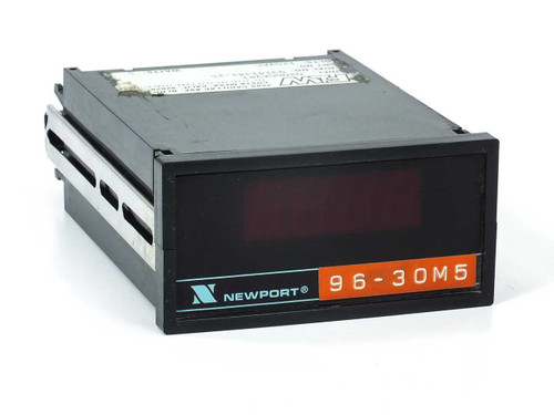 Newport Q2000AVR1 DC voltmeter panel meter front-left angle view showing LED display and 96-30M5 label