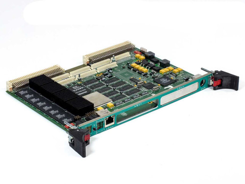 DNA Computing Solutions VQG4 VME64 SBC module front panel angle view showing faceplate with RJ45 port and injector/ejector handles