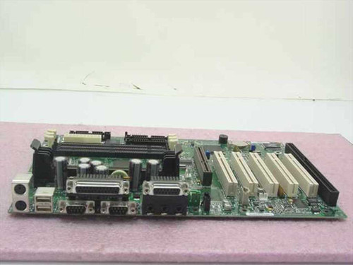 Gateway 4000472 Slot 1 motherboard — angled front view showing AGP, PCI, and ISA expansion slots and I/O port cluster