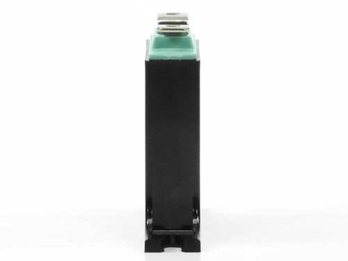 Panasonic 32EK241 ZNR varistor side profile view showing component thickness and spade terminal height above green disc