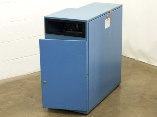 Hughes WD-8702-001 2470-II wire bonder control enclosure – left side view with lower access door open, showing internal cable bundle at top