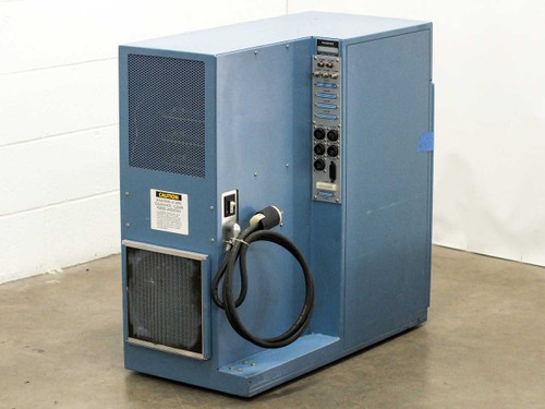 Hughes Aircraft 2470-II Wire Bonder Control Box WD-8702-006 — left side view showing ventilation grille, CAUTION label, power cable, and right-side control panel