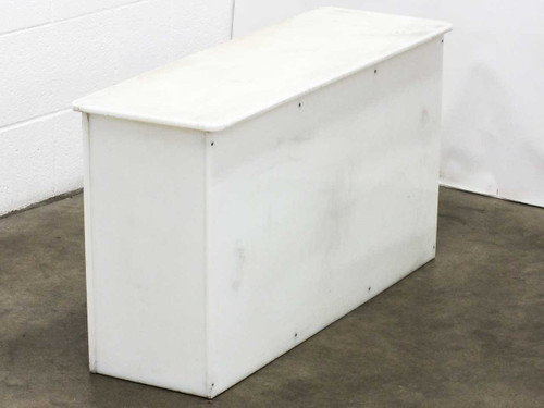 Bradley Corp Lenox plastic locker bench – rear and side view showing smooth white molded panel construction