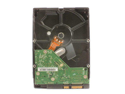 Western Digital WD1600AAJS 160GB SATA hard drive – underside view showing PCB controller board and read/write arm assembly