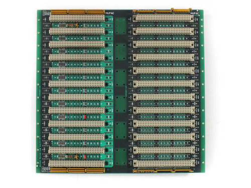 Mupac 4600056A 24-slot VMEbus PCB backplane — front face showing all 24 card-edge connector slots