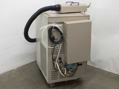 Temptronic TPO4010A Thermostream – rear view showing power cable, coolant tubing, refrigeration section, and flexible airstream duct