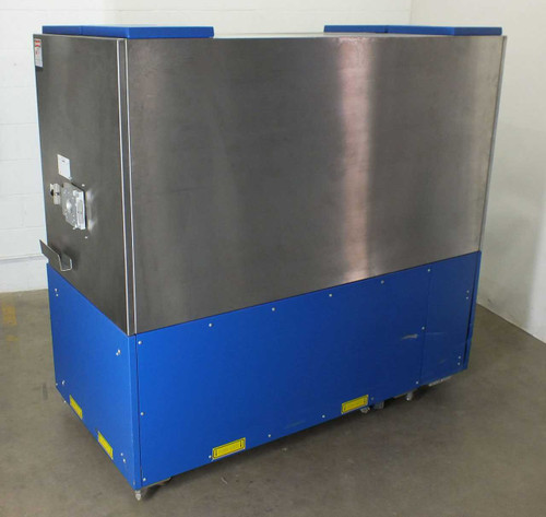 Lambda Physik NovaLine K2020B excimer laser – right-rear view showing stainless steel upper enclosure and blue base cabinet