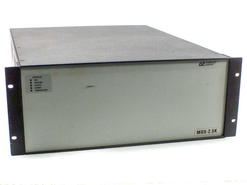 Advanced Energy MDX-2.5K DC sputtering power supply — front panel view showing status LED indicators and model designation