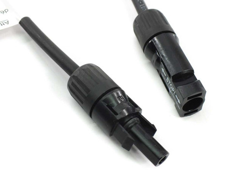 Close-up of Onamba PVU-B48-022 MC4 male and female connectors showing locking collar and contact openings