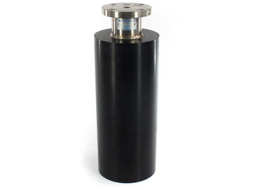 Montalvo 6898-350 Type FN roller load cell transducer — full side view showing black cylindrical body and stainless steel sensor head with flange
