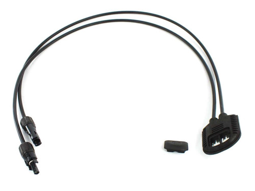 Amphenol Helios H4 HBTGBNANCNAA thin-film PV junction box assembly with 36-inch 14AWG dual cable leads and MC4-compatible male and female connectors, dust cap shown separately