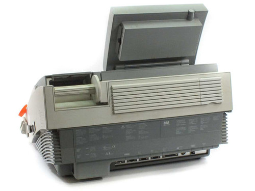 Siemens Rapidlab 860 Blood Gas Analyzer rear three-quarter view with top cover open showing internal compartment and ventilation grille