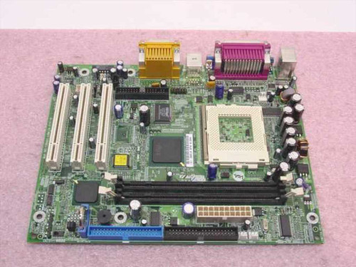 eMachines 187401 Lomita system board top view showing VIA chipset, DIMM slots, IDE connectors, and ATX power connector