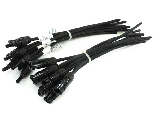 Stäubli MC4 solar panel cable sets lot of 10 male and female pairs bundled together, 14 AWG black PV wire with white zip ties