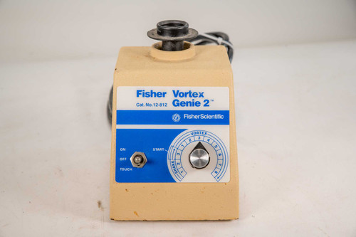 Fisher Scientific Vortex Genie 2 G-560 – front panel view showing On/Off/Touch toggle switch and variable speed dial with Vortex markings