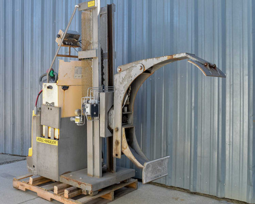 Easy Lift Equipment RCR70048LRCRSP-S Electric Roll Hauler – right side view showing roll clamp and mast, unit on pallet