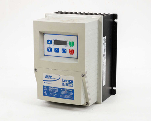 Lenze AC Tech ESV152N04TXC SMVector frequency inverter – front panel three-quarter view showing display and keypad